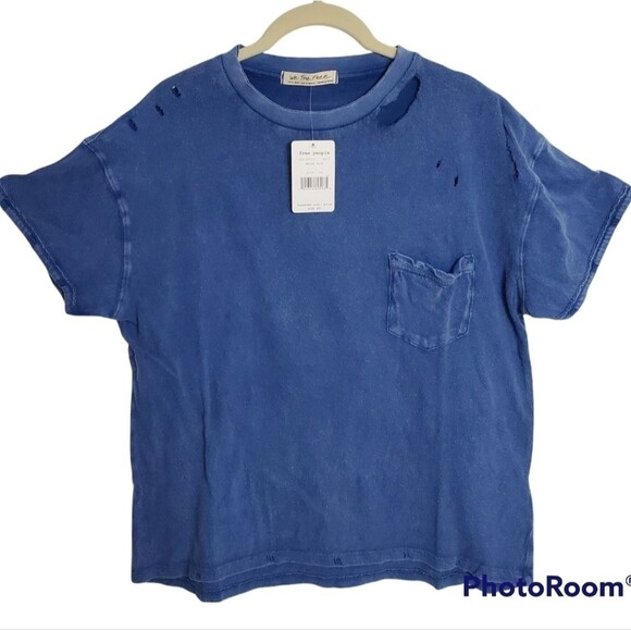 FREE PEOPLE Rubi Ripped‎ T shirt Sz XSMALL - Picture 3 of 14